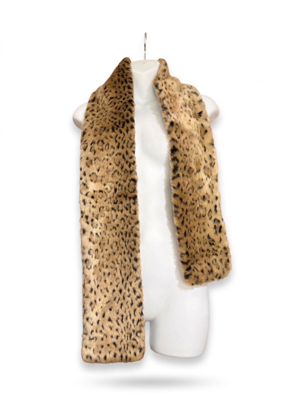 INC International Concepts Leopard-Print Faux Fur Scarf in Tan and Black